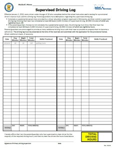 dds teen driving log form